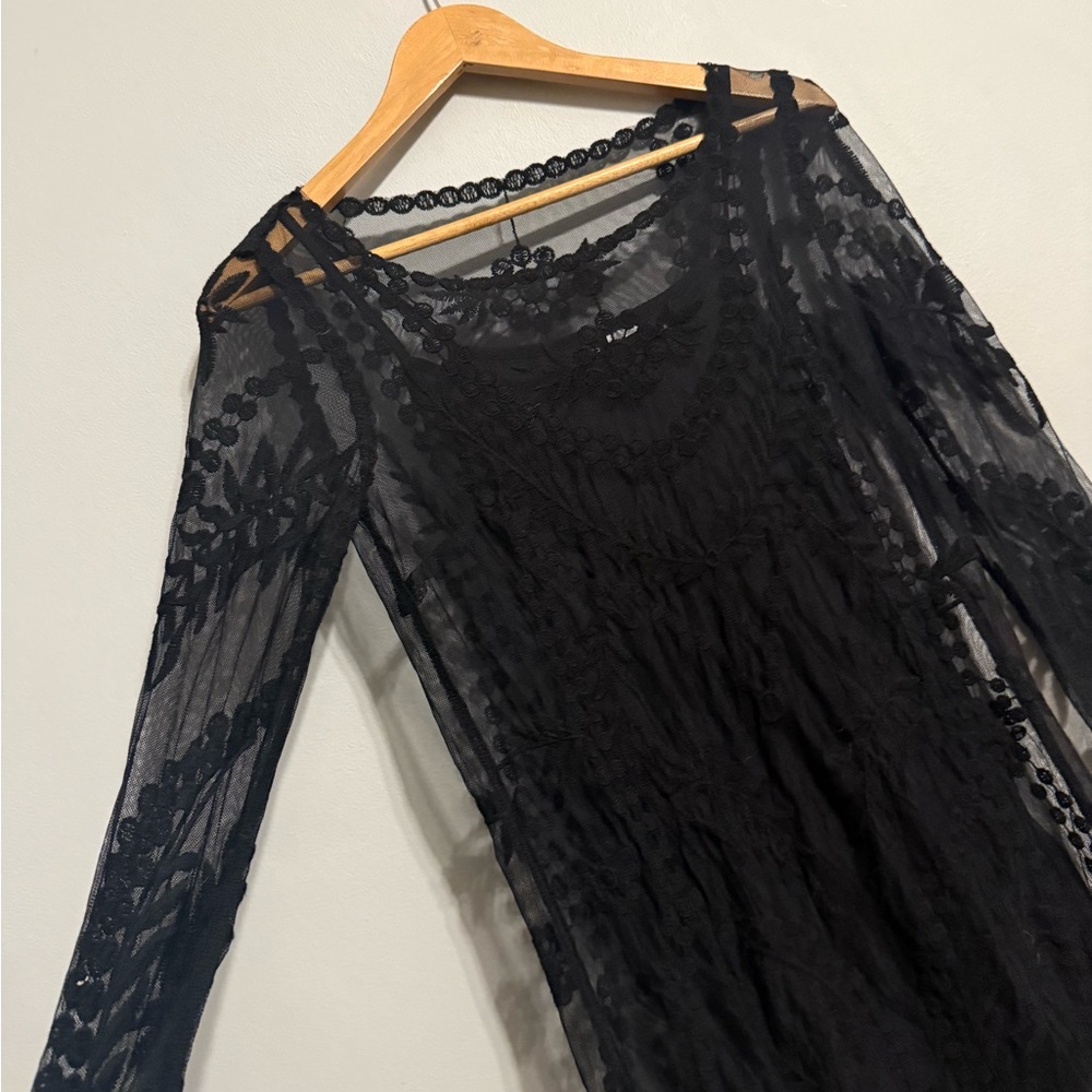 SALE!! Elegant Black Lace Formal Long-sleeve Bohemian Dress